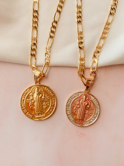 24K Gold Plated St Benedict - Pendant Only San Benito Oro Laminado Med –  Rosarios Y Mas