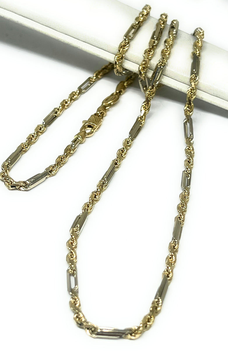14k Solid Gold 2-Tone Milano Rope 