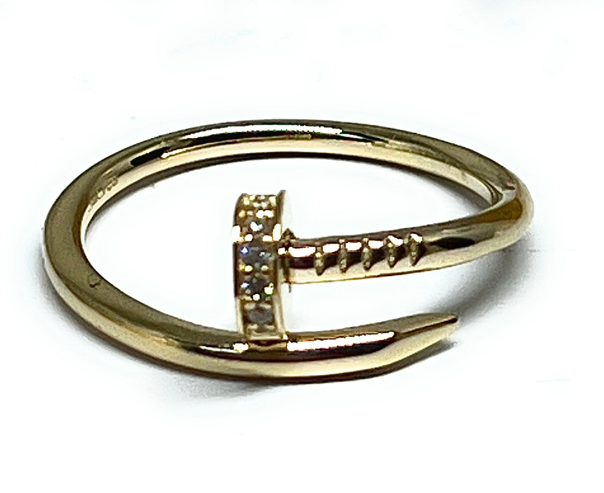 14k Solid Gold CZ Nail Ring (FC 259) – Fran Jewelry