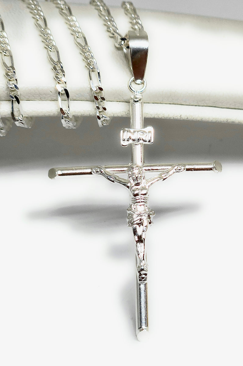 アクセサリー vintage silver925 Jesus cross necklace Vintage Big 925 Sterling Silver Jesus Christ Crucifix Cross