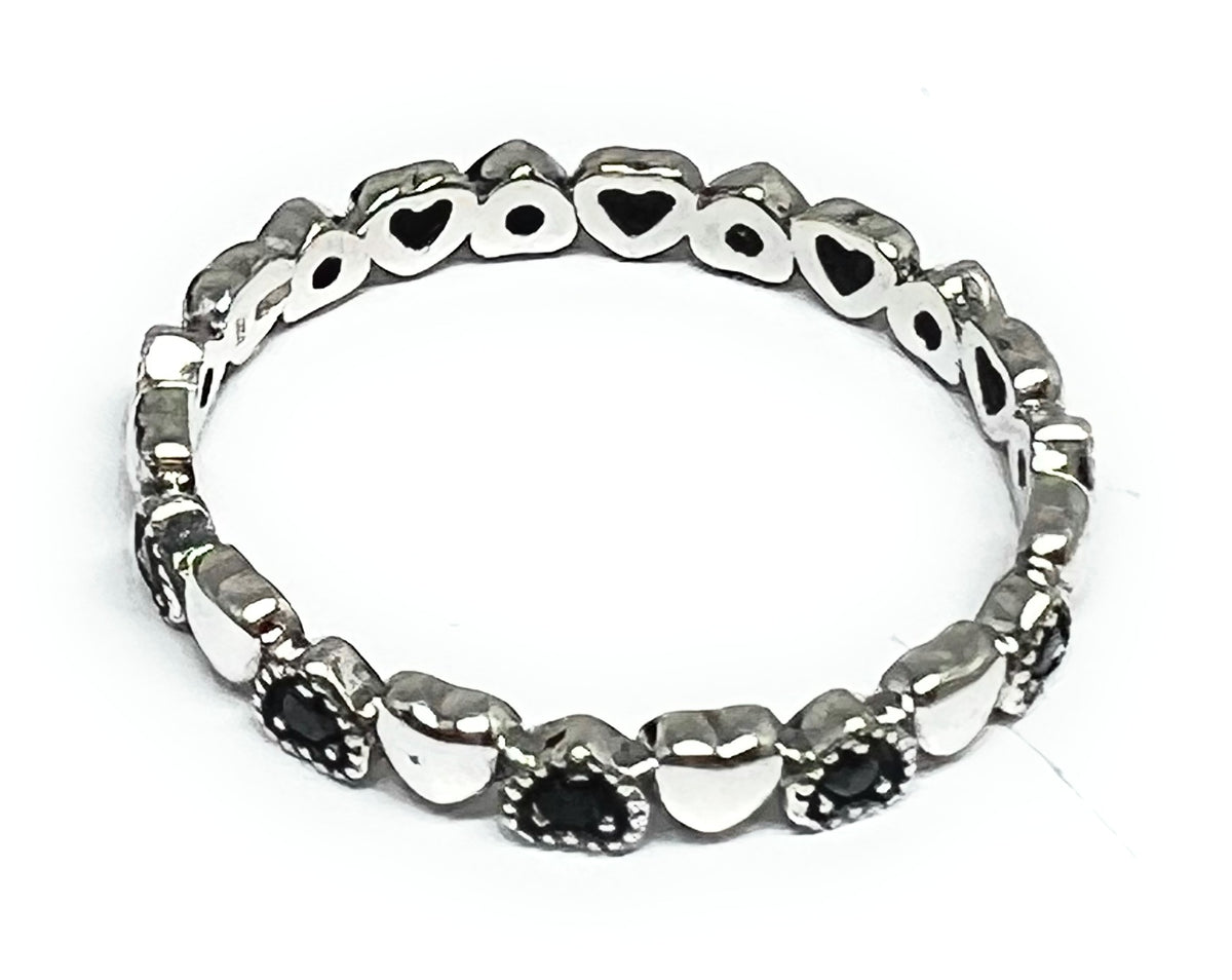 .925 Silver CZ Mini Hearts Band Ring (FCS 05) Fran & Co. Jewelry Inc.