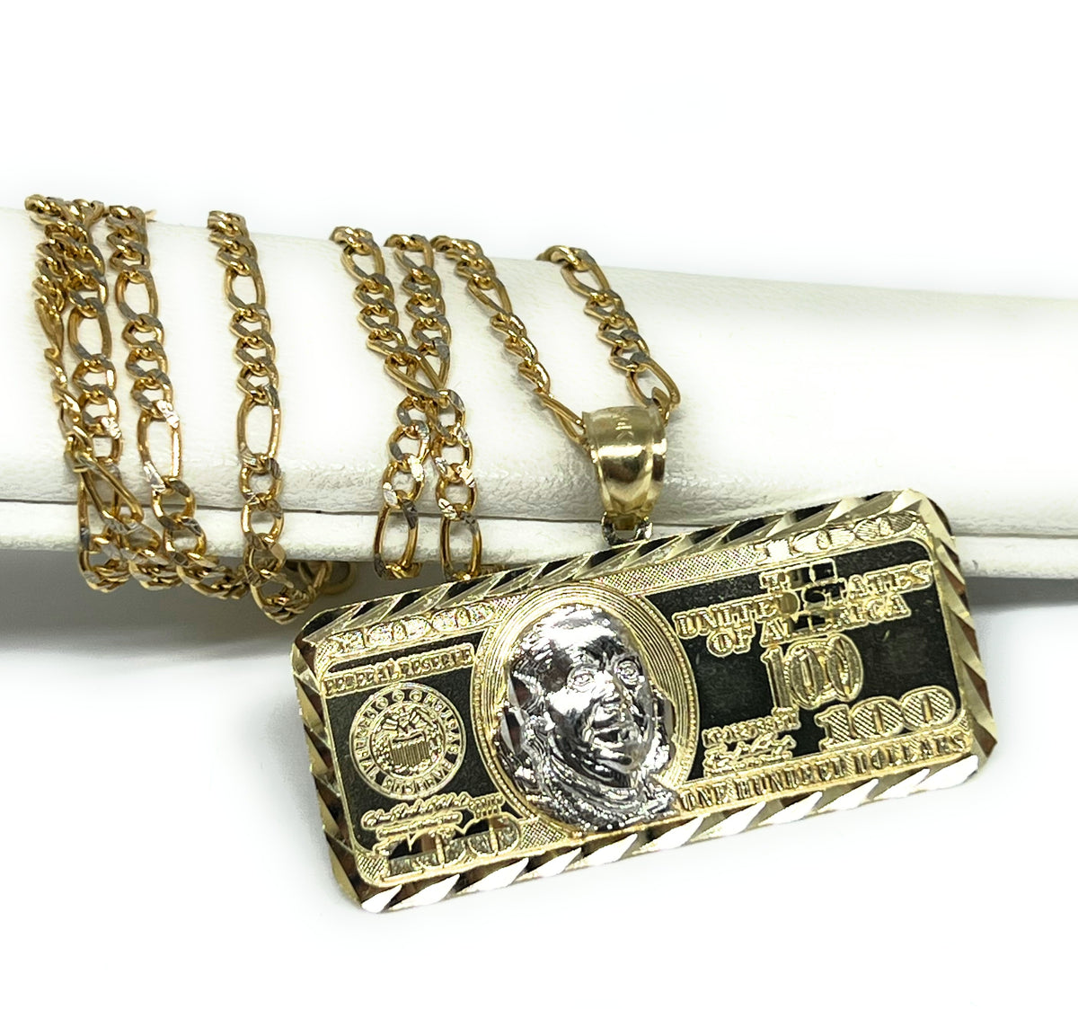 10k Sold Gold Money Bag Hundred Dollar Tree Pendant Necklace for Boy