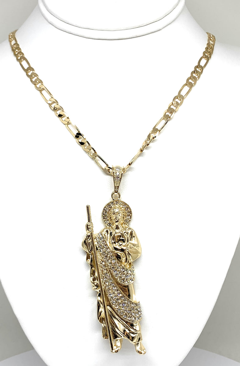 Gold Plated Saint Jude Pendant Necklace Chain San Judas Tadeo