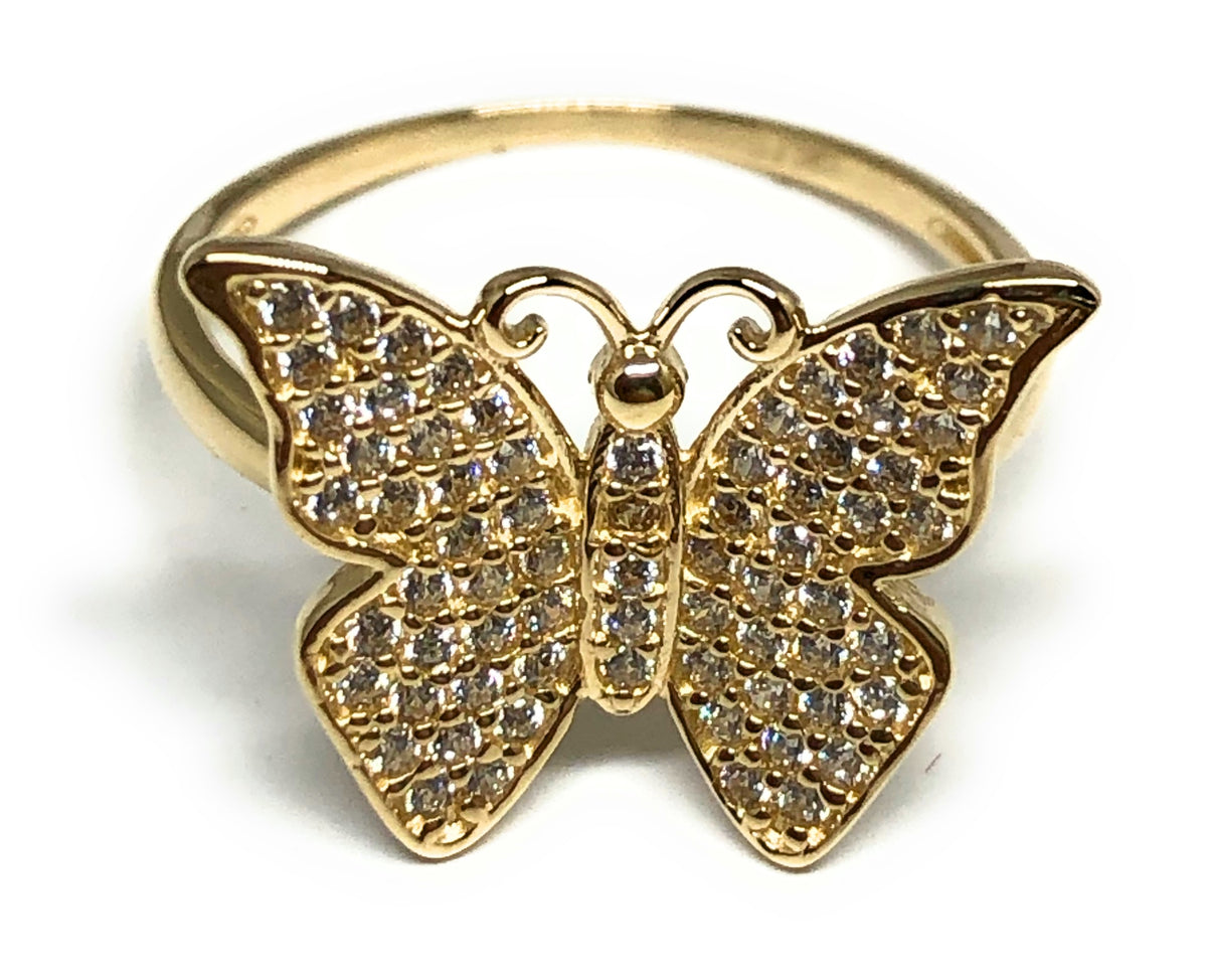 10k Solid Gold Yellow CZ Butterfly Ring (FC 51) – Fran & Co