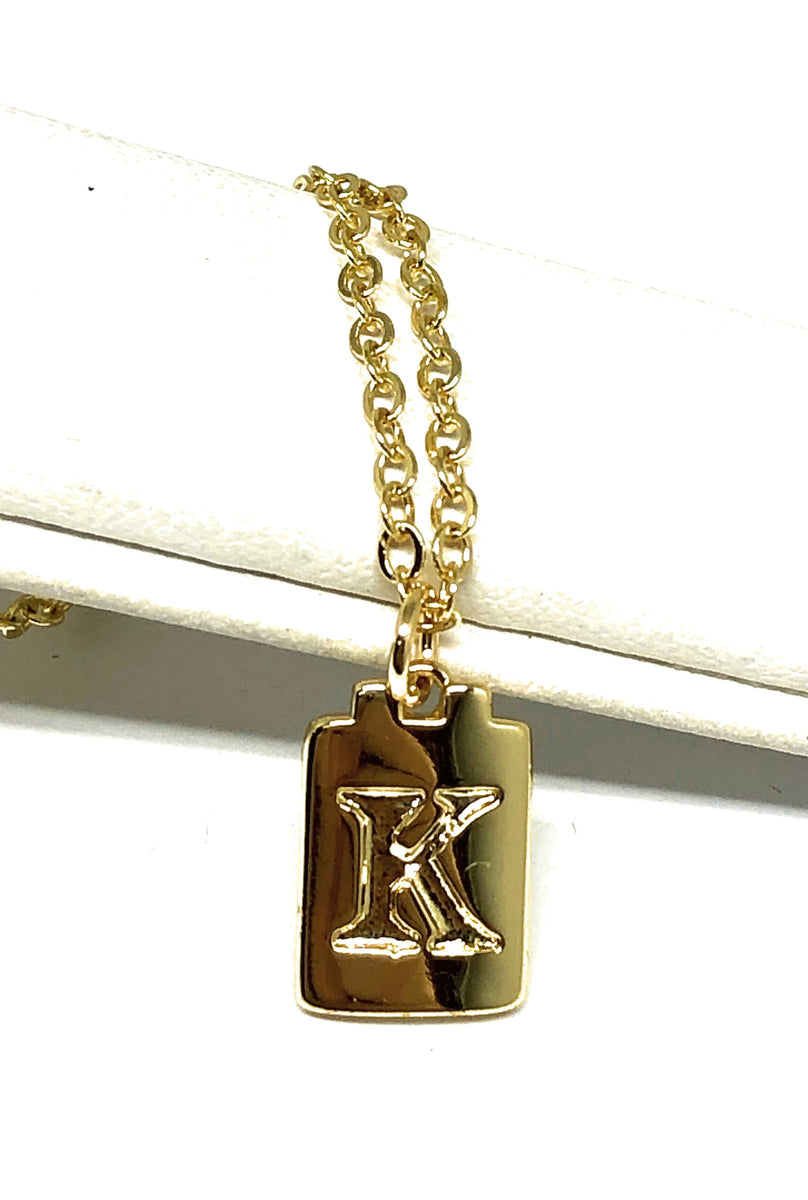 Gold Plated CUSTOMIZED Block Initial Letter Square Pendant With 20