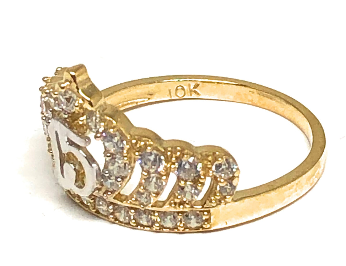 14k White Gold Sweet 15 Quinceañera Heart Ring | CZ Birthday Gift For Girls, Handmade Jewelry