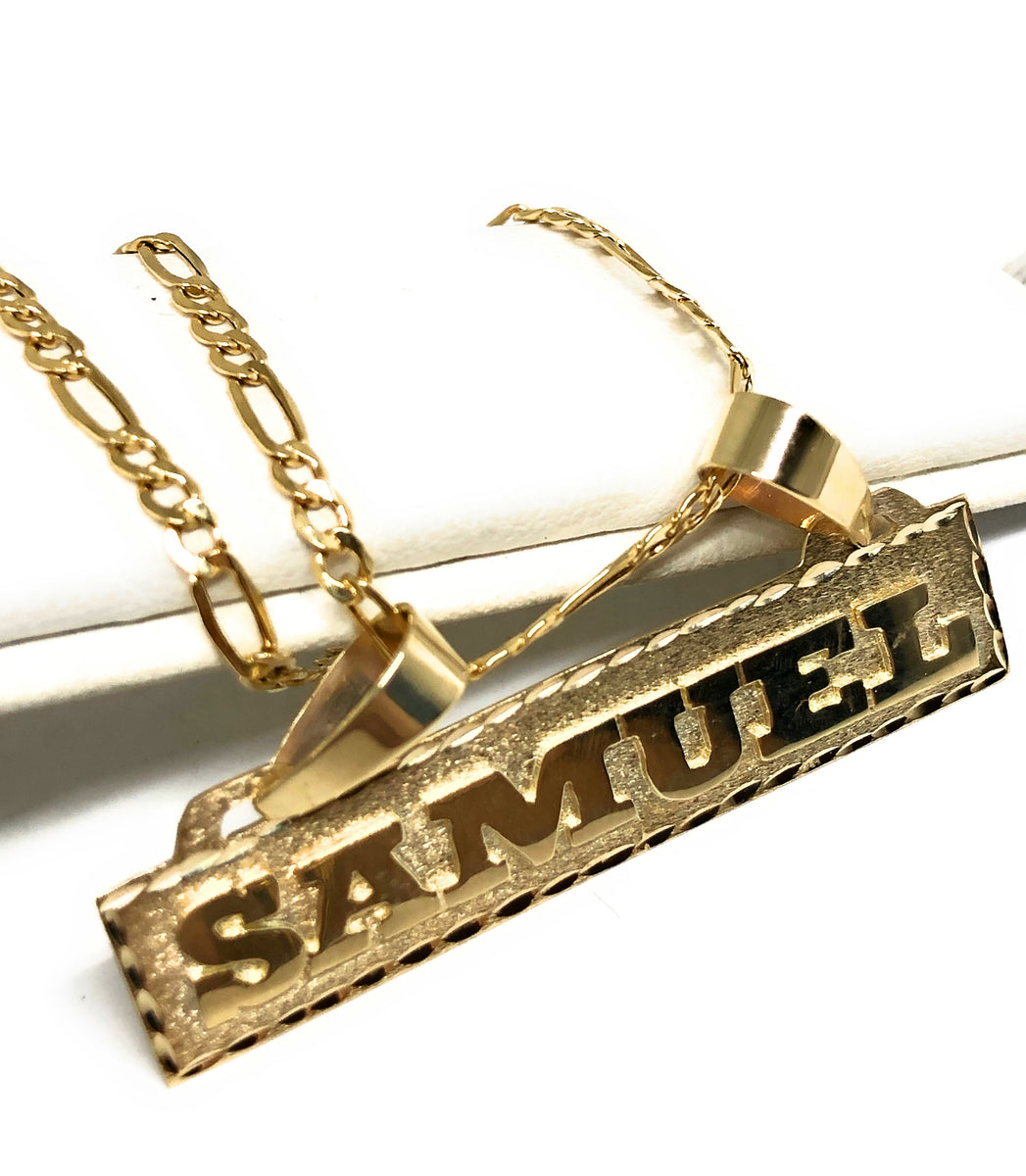 Name Plate Male Custom Name Necklace Gold Name Plate Custom Name