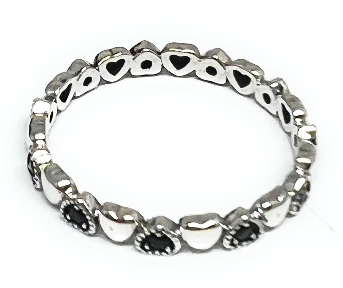 .925 Silver CZ Mini Hearts Band Ring (FCS 05) Fran & Co. Jewelry Inc.