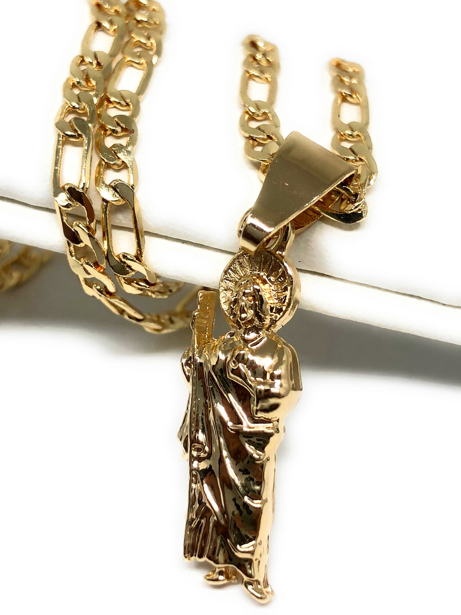 Gold Plated Saint Jude Pendant Necklace Chain San Judas Tadeo Jewelry ...