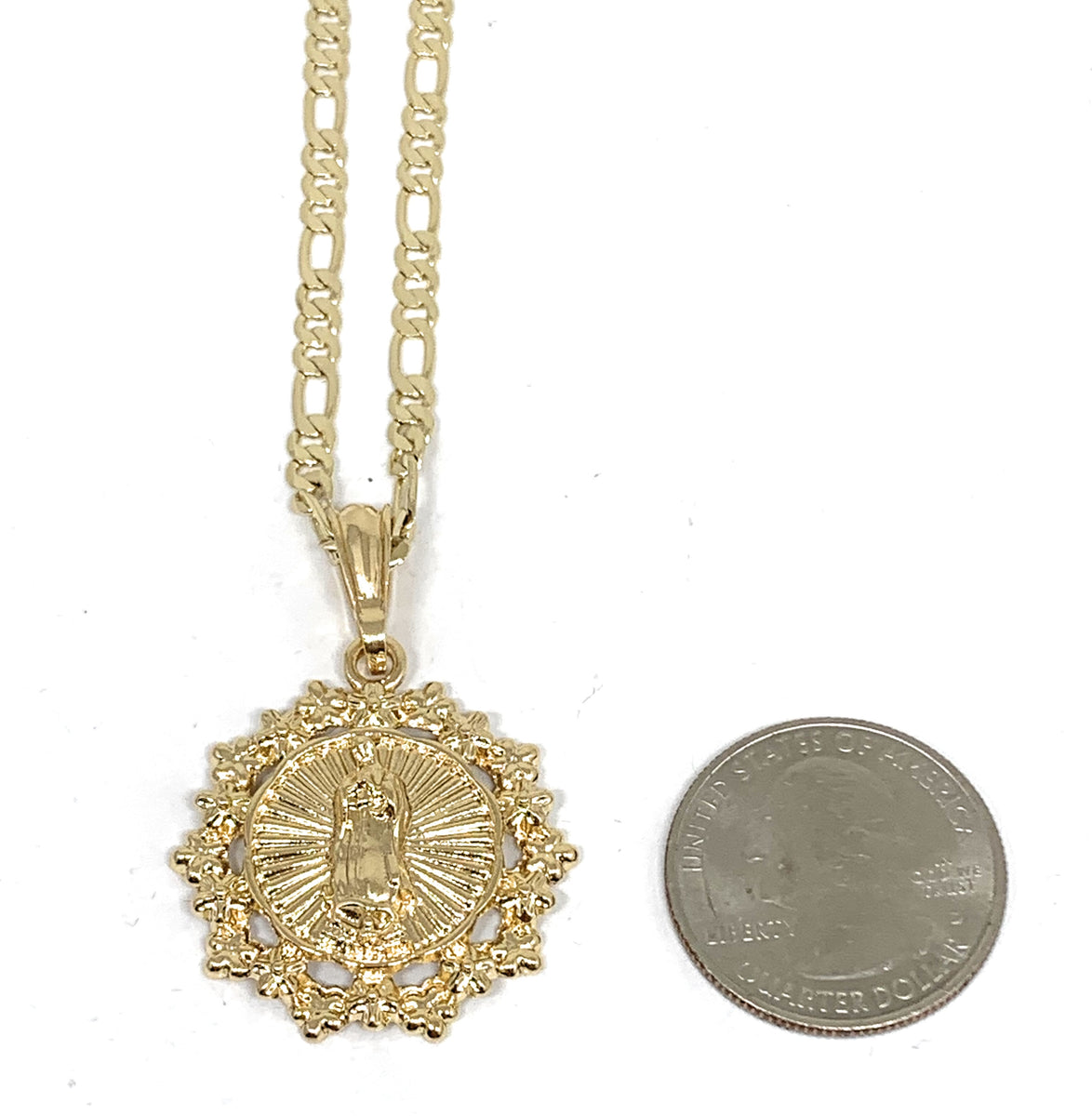 Gold Plated Virgin Mary Pendant Necklace Virgen de Guadalupe Pendant ...