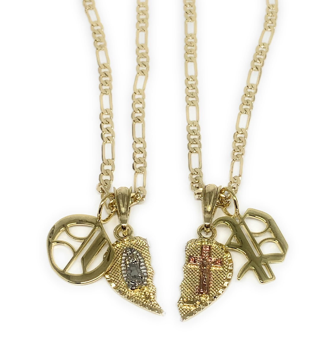 GOLD PLATED TRI-COLOR VIRGIN MARY CHRIST 