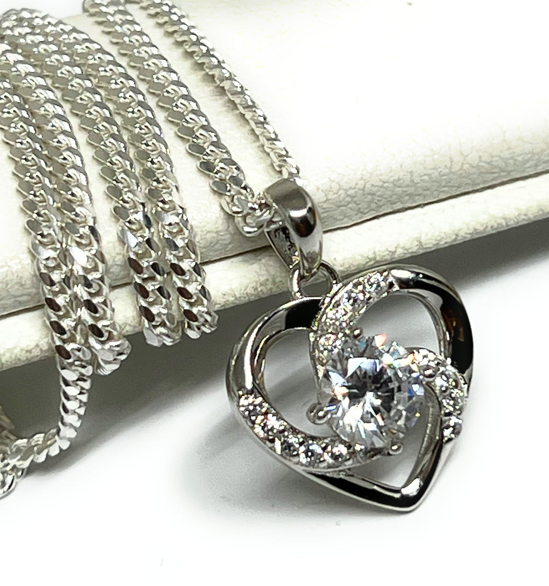 925 Sterling Silver 18Kt Gold Plated With Cz Heart Necklace For Women