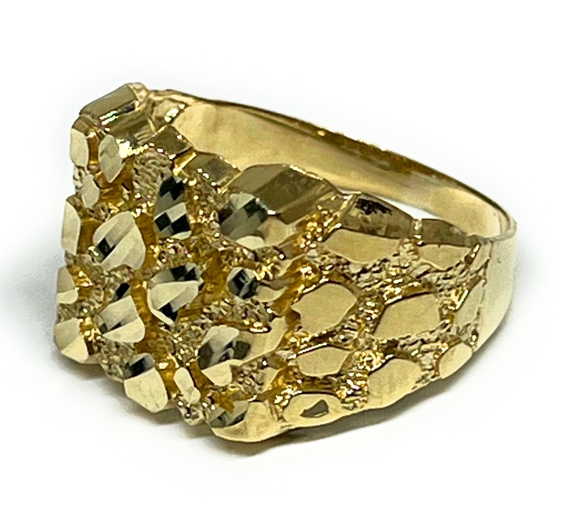 Open Nugget Rings 10k Solid Gold Yellow Classic Nugget Ring (XL,XXL) – Fran & Co. Jewelry ...