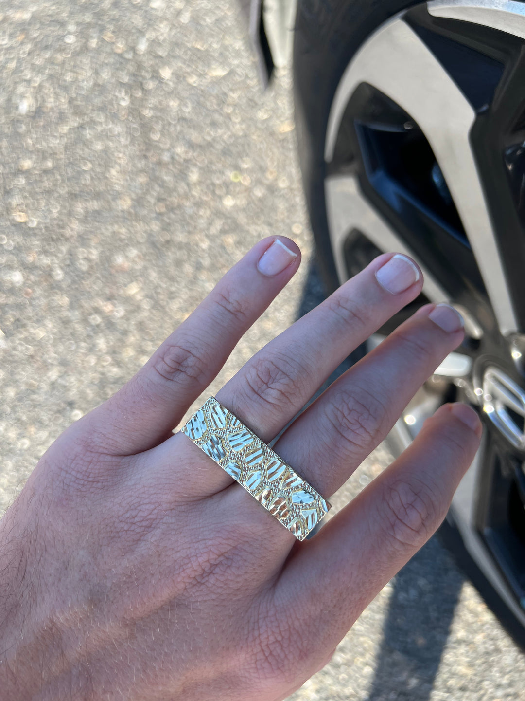 10k Solid Gold Yellow TWO FINGER RECTANGLE Nugget Ring (7.5g) (MED