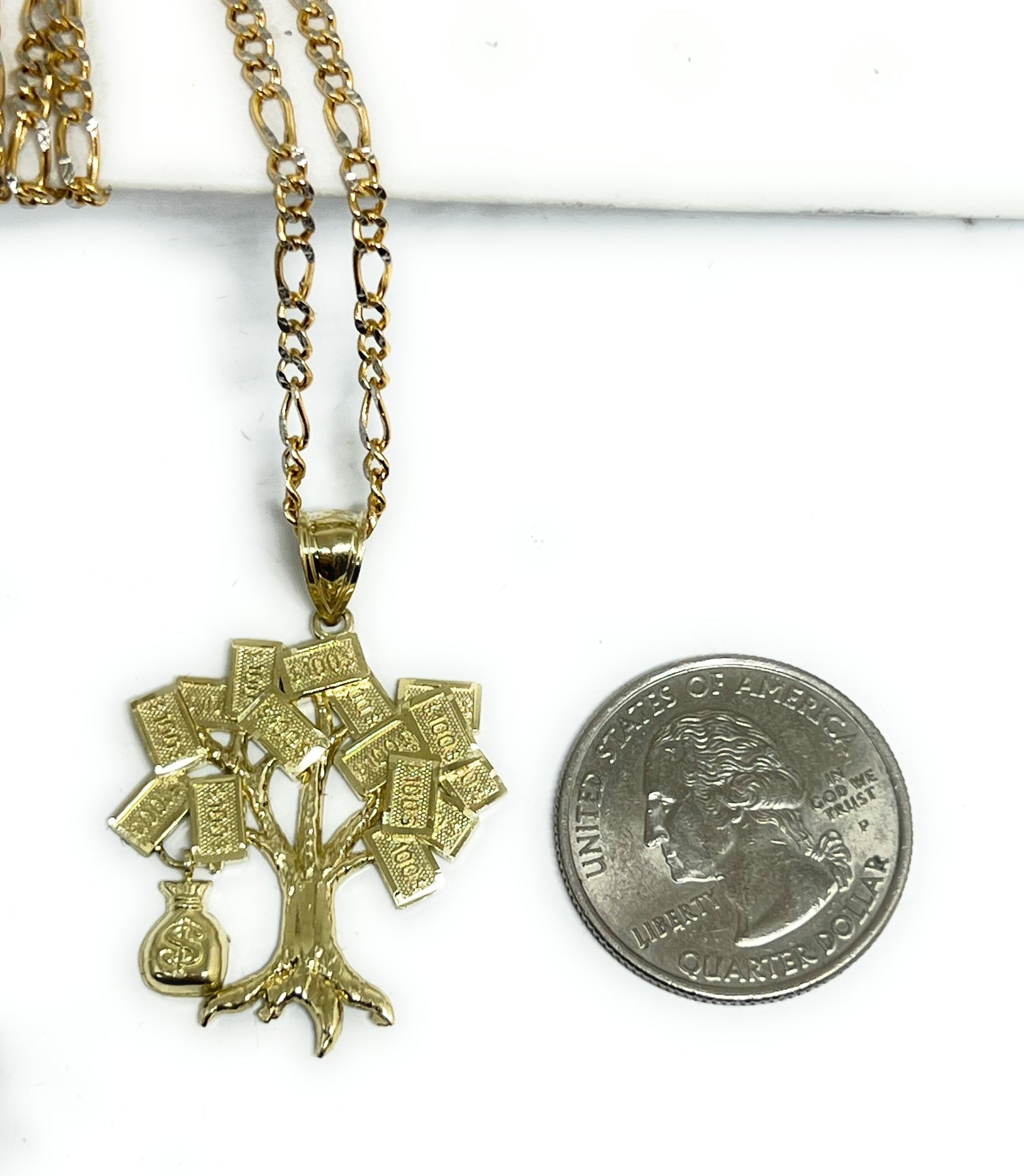 money tree pendant 10k Solid Gold Money TREE Dollars Pendant Necklace – Fran & Co. Jewelry Inc