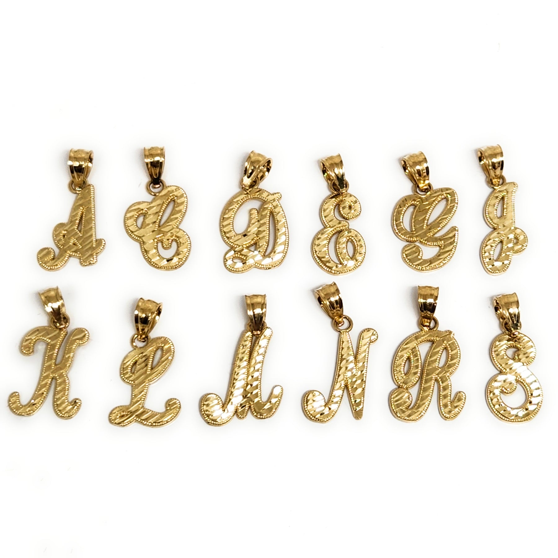 10k Solid Gold SMALL CURSIVE DIAMOND CUT CUSTOMIZED Initial Letter Pen ...