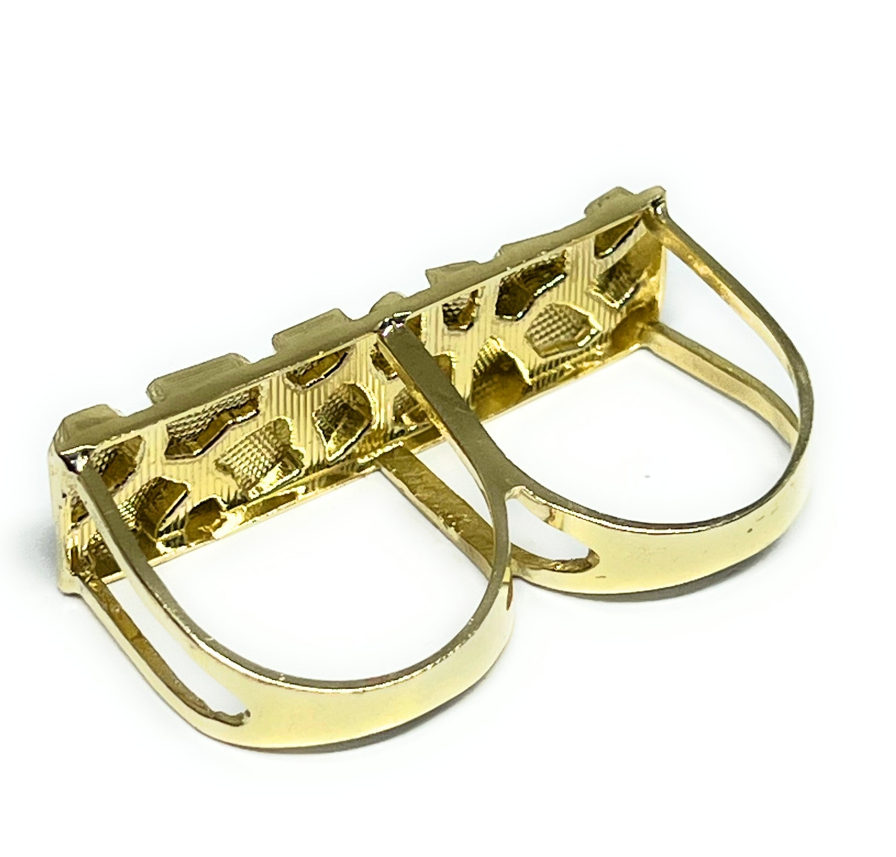 10k Solid Gold Yellow TWO FINGER RECTANGLE Nugget Ring (7.5g) (MED ...