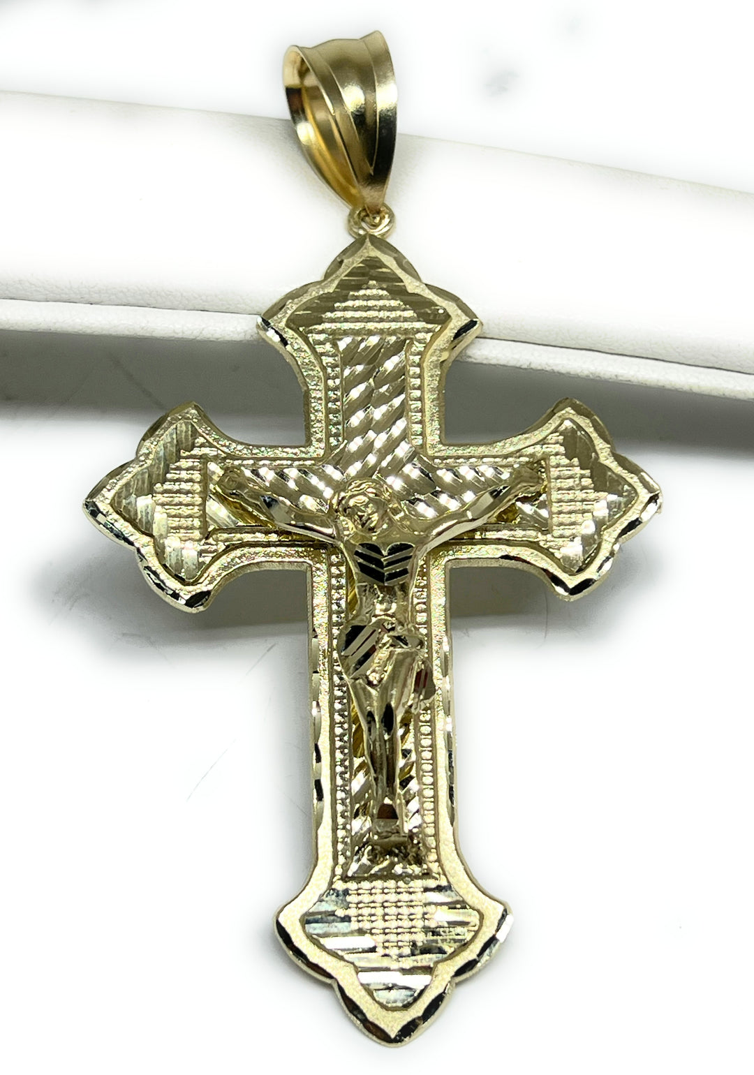 10k Solid Gold Yellow BIG XXL Jesus Cross Crucifix Pendant