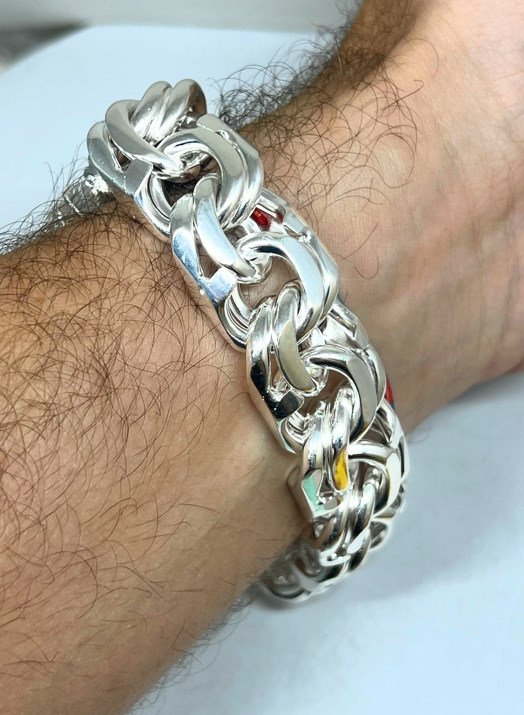 925 Silver CHINO LINK XXL 9 INCH 20MM GREEK BORDER Braccelet