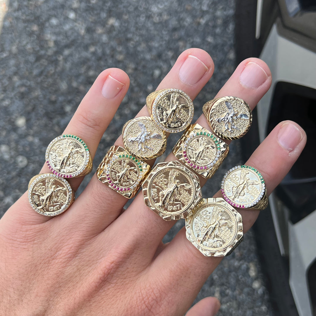 10k Solid Gold MEXICAN CENNTENARIO 50 COIN NUGGET Ring (10g