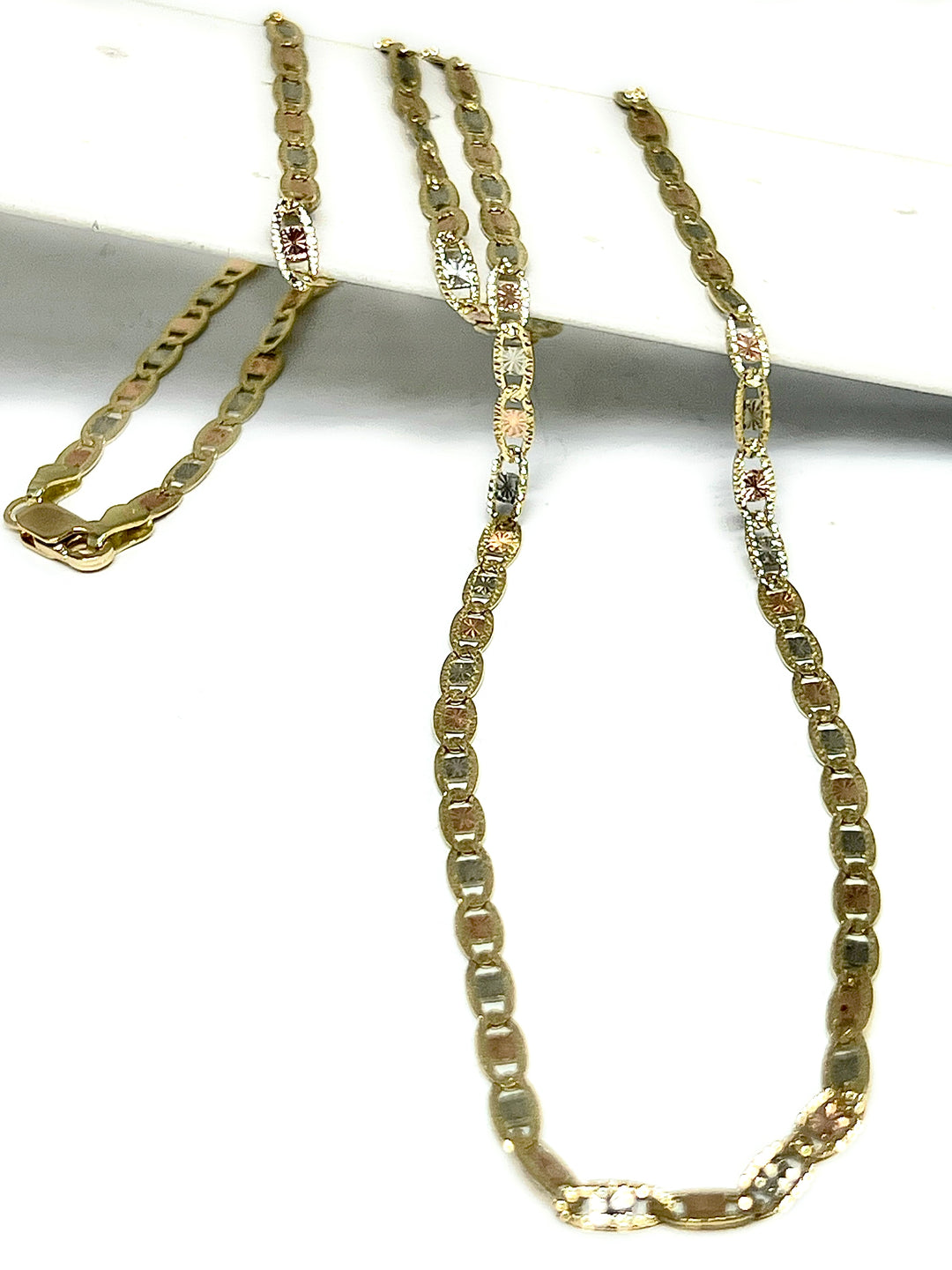 10k Solid Gold Tri-Color Valentina Chain 18 - 24 inch 3.3mm (Full