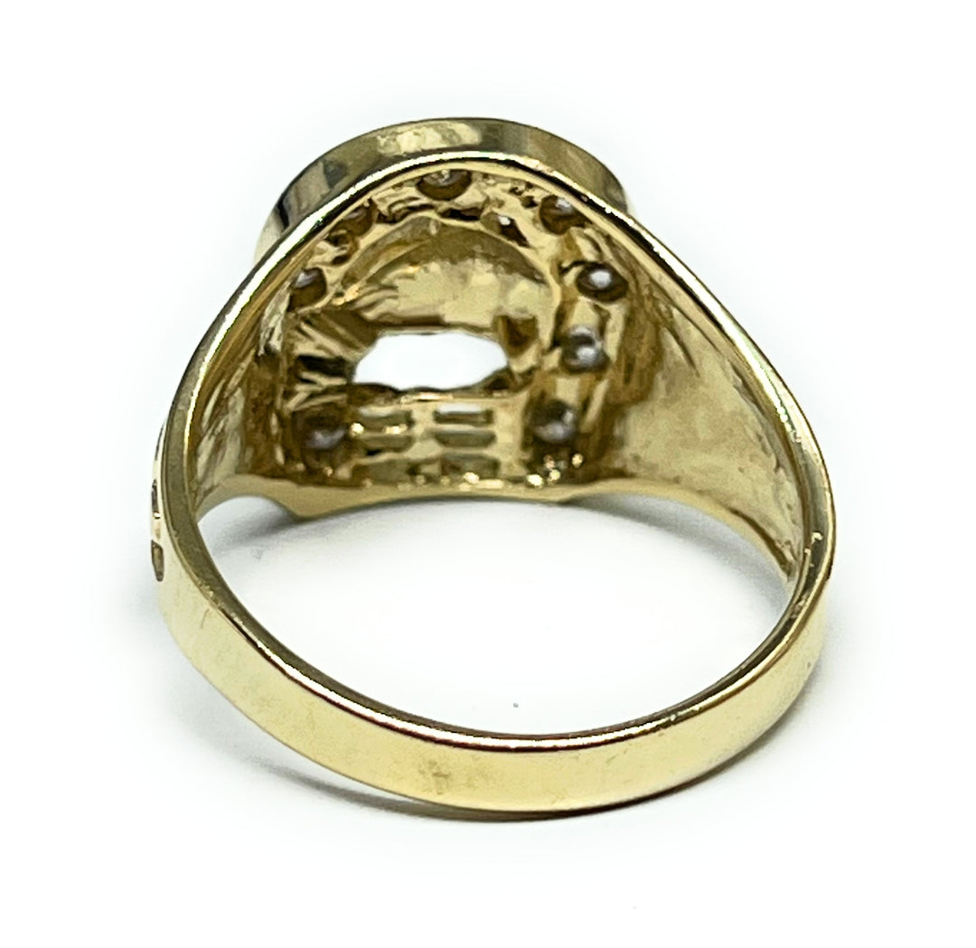 14k Solid Gold Yellow Horse Horseshoe CZ Ring (7.2g) – Fran & Co