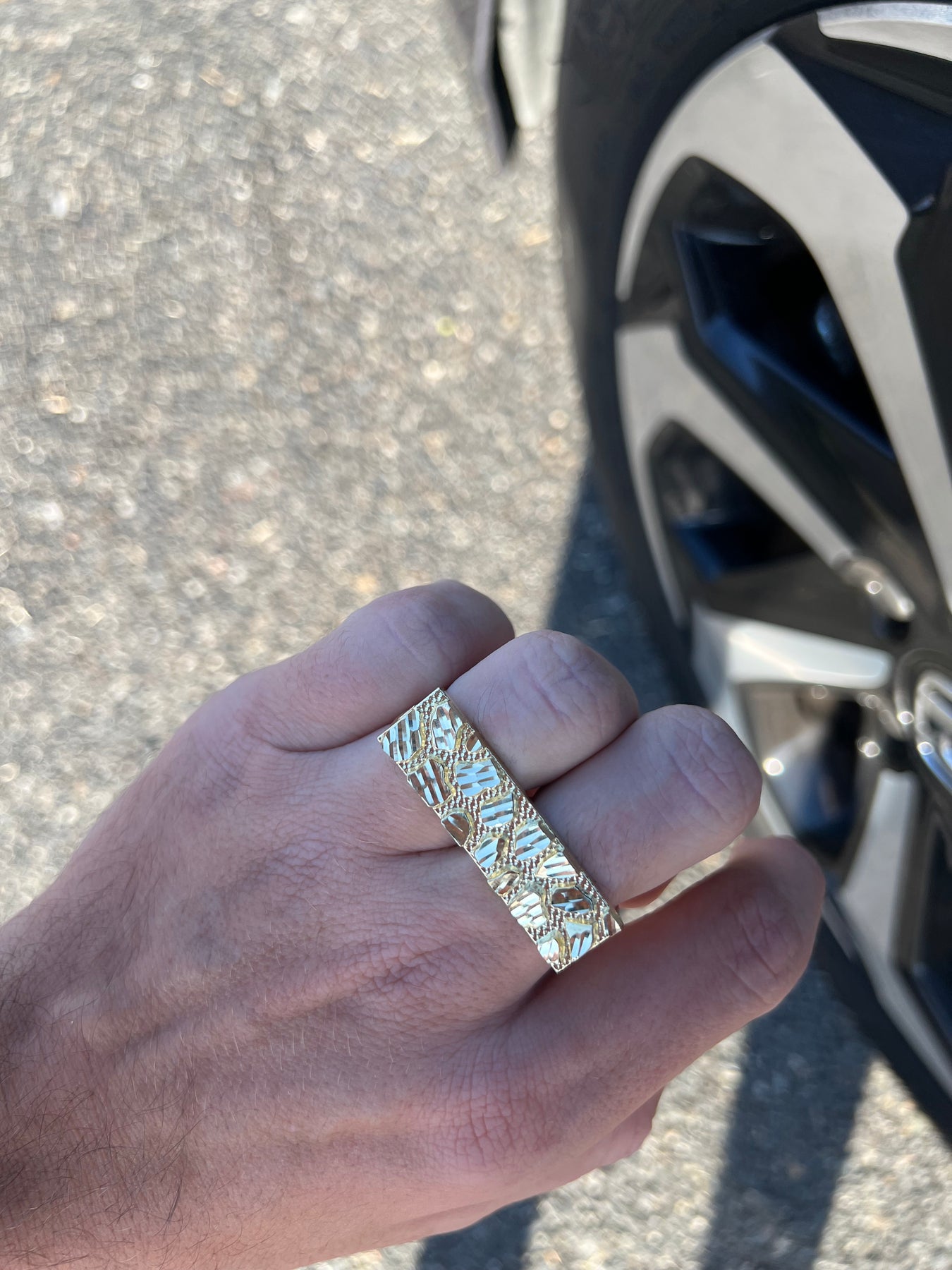 10k Solid Gold Yellow TWO FINGER RECTANGLE Nugget Ring (7.5g) (MED ...