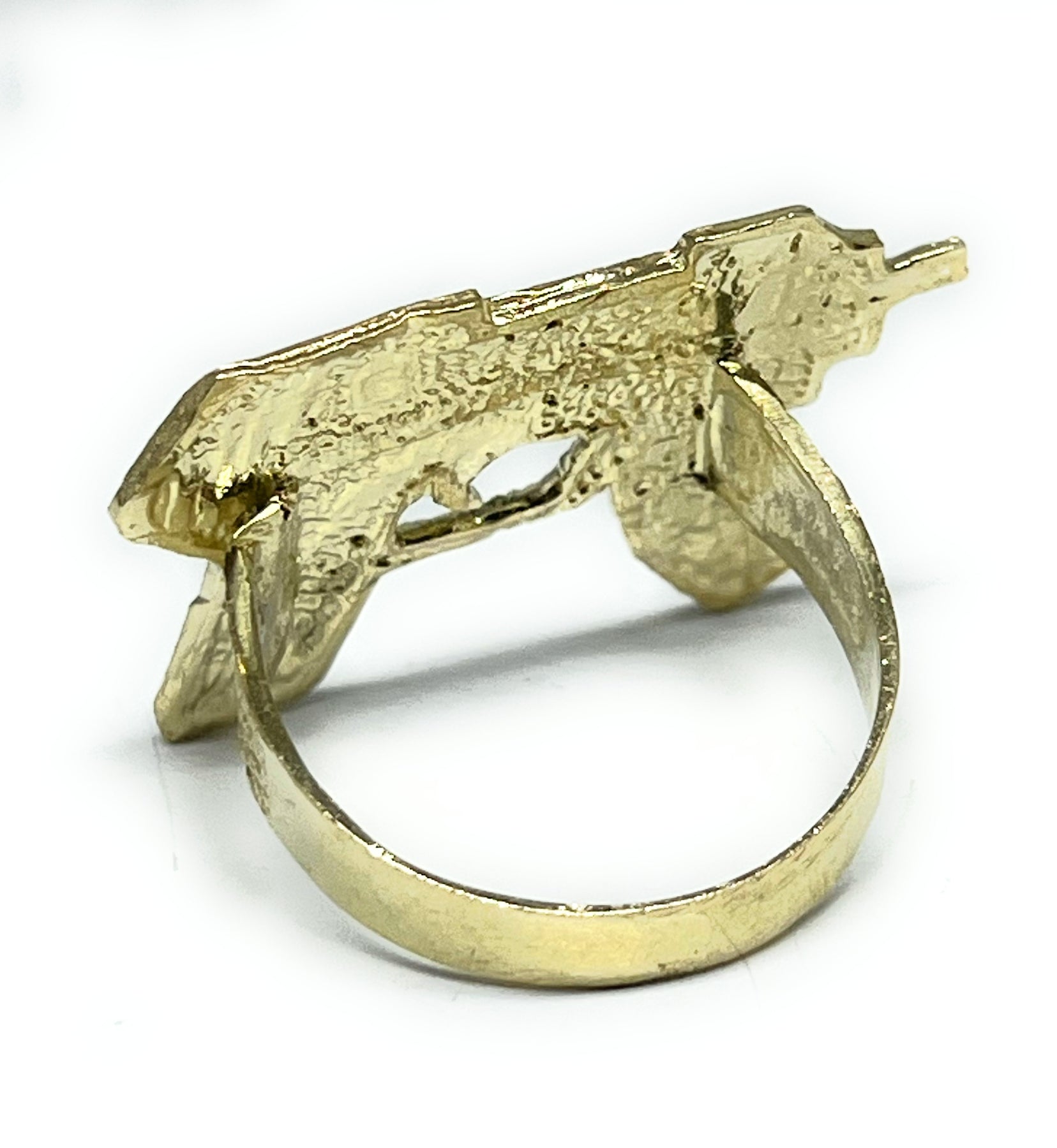 Machine Gun Ring 10k Solid Gold Yellow Nugget UZI MACHINE GUN RING (SM,LG) – Fran & Co ...