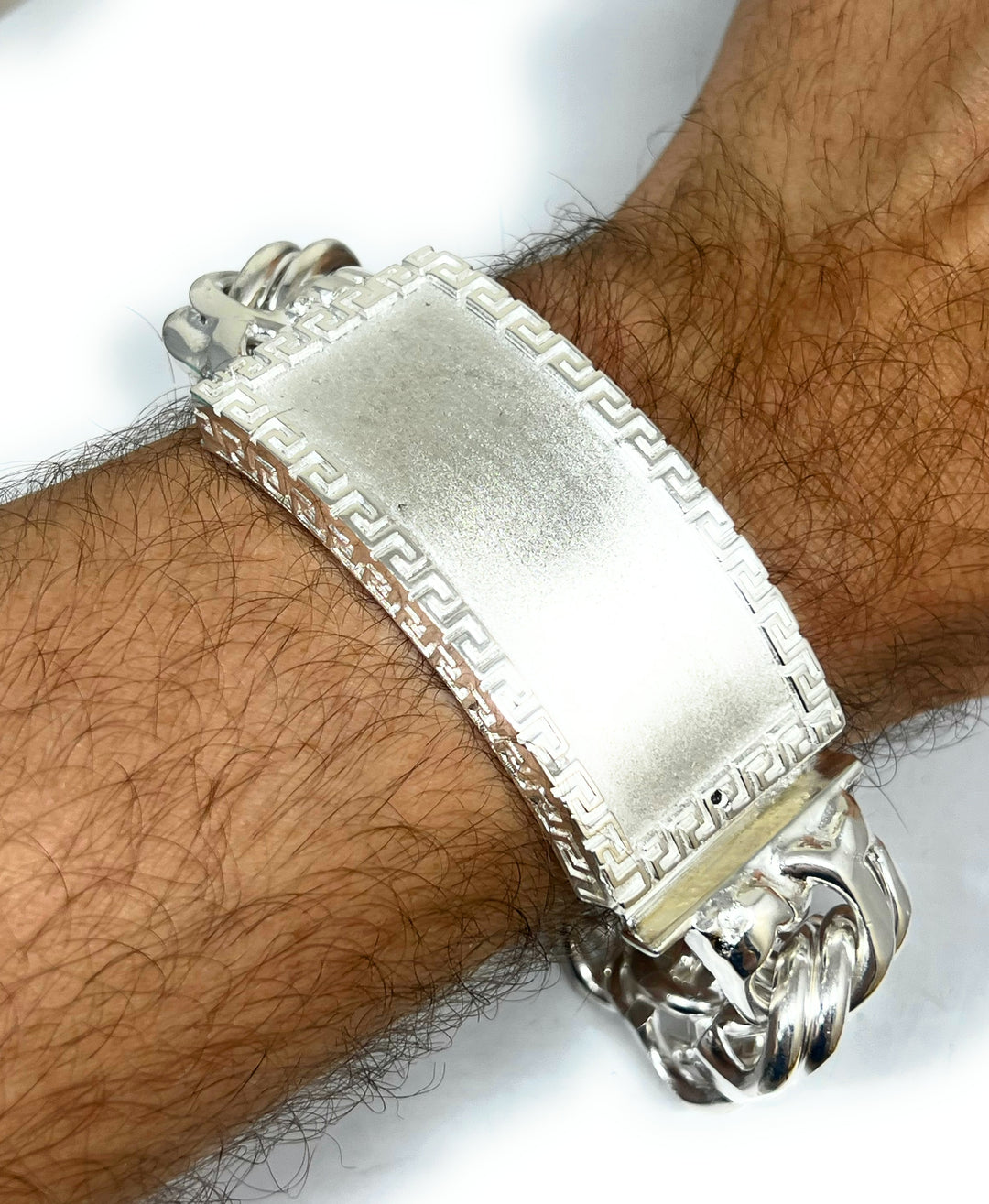 925 Silver CHINO LINK XXL 9 INCH 20MM GREEK BORDER Braccelet