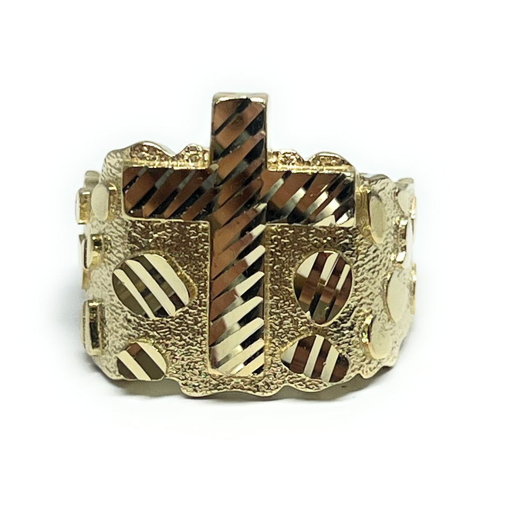 10k Solid Gold NUGGET CROSS RING (8.3g) – Fran & Co. Jewelry Inc.