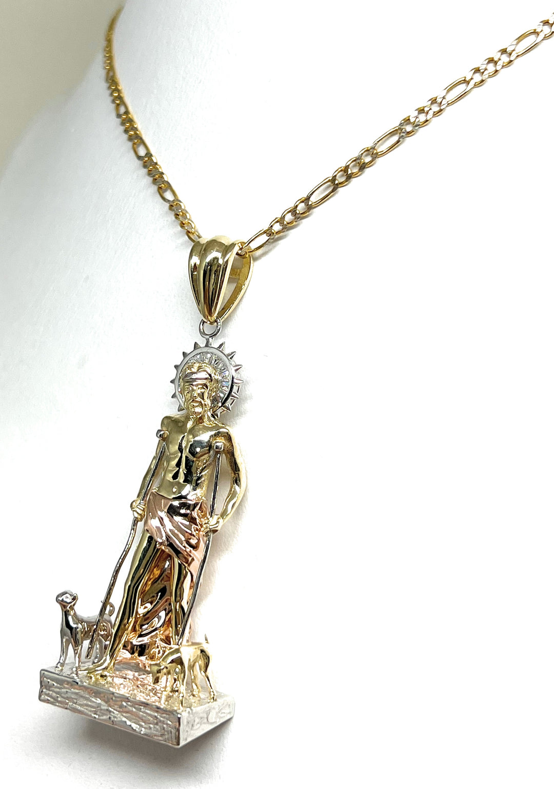 10k Solid Gold SAINT LAZARUS SAN LAZARO 3D Pendant FULL 3D Statue