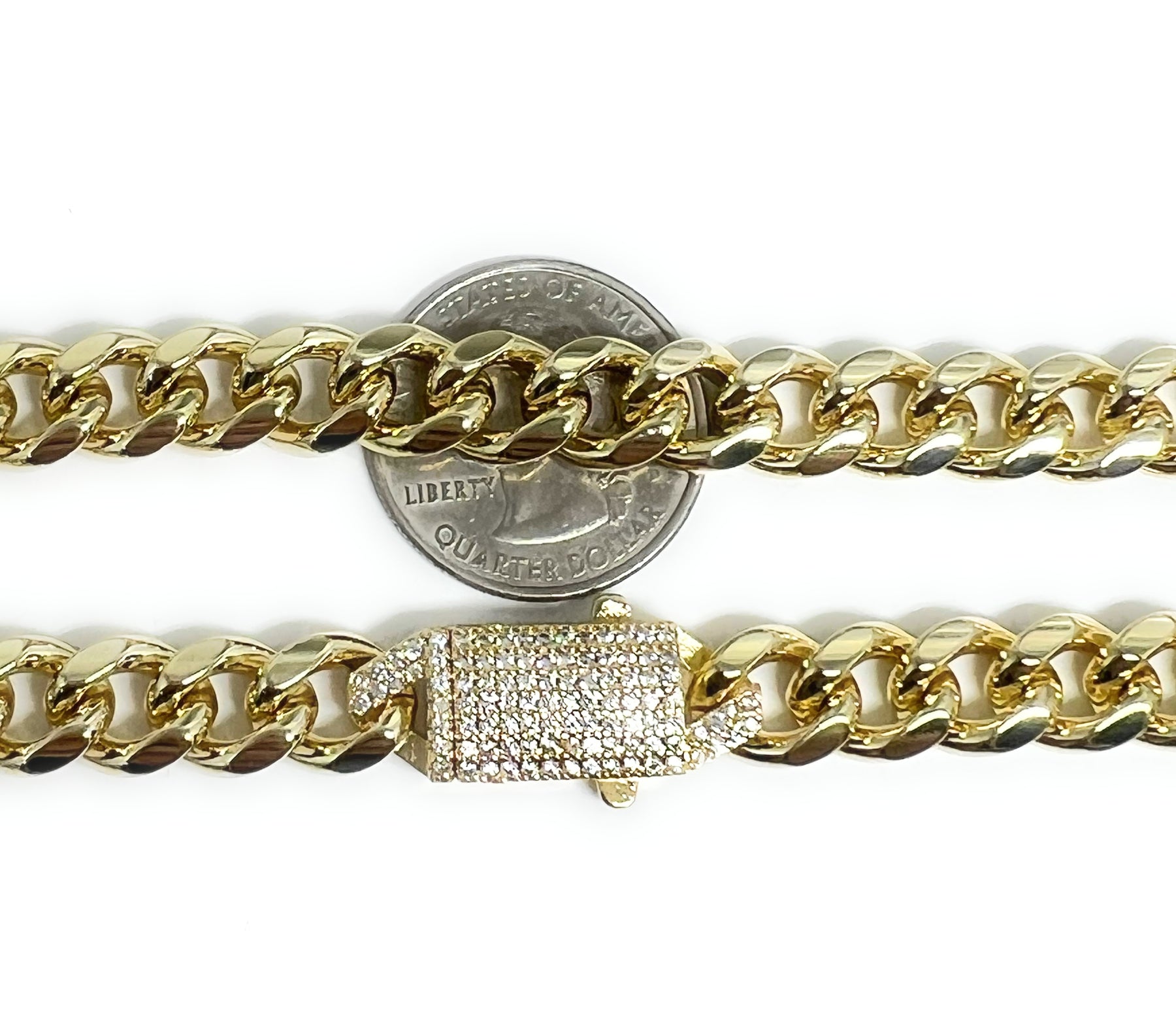 Gold Plated Classic MIAMI Cuban LINK CZ BOX LOCK 16-24 inch 10mm Chain ...