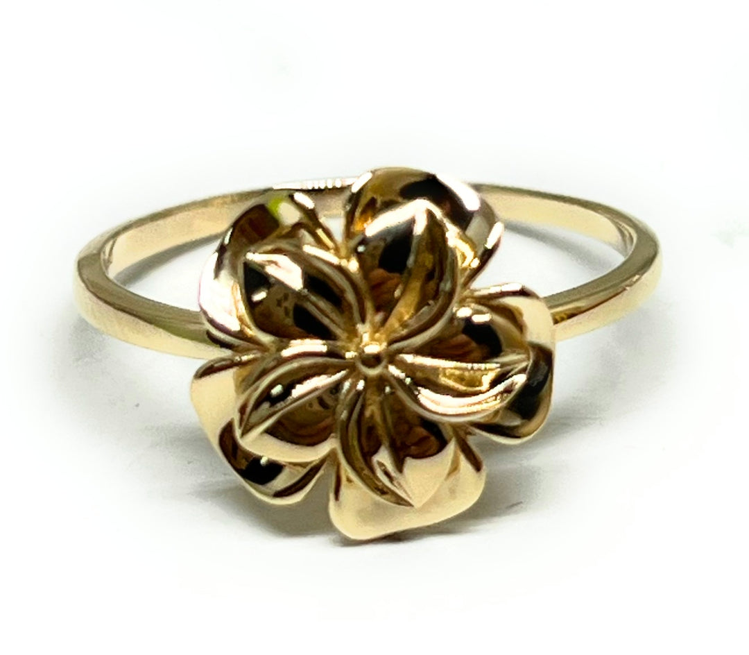 10k Solid Gold Yellow Hibiscus Flower Ring (FC 305) – Fran & Co