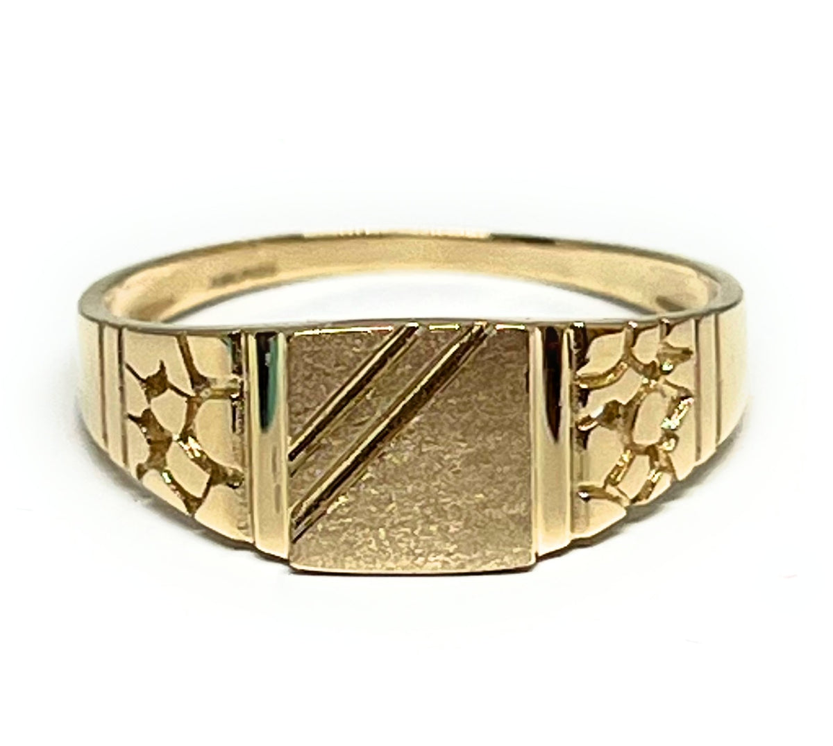14k Solid Gold Yellow Nugget SQUARE Ring 7.5MM (FC 313) – Fran & Co ...