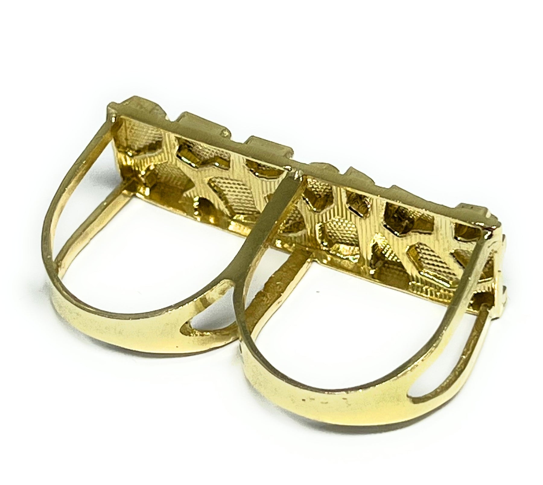 10k Solid Gold Yellow TWO FINGER RECTANGLE Nugget Ring (7.5g) (MED ...