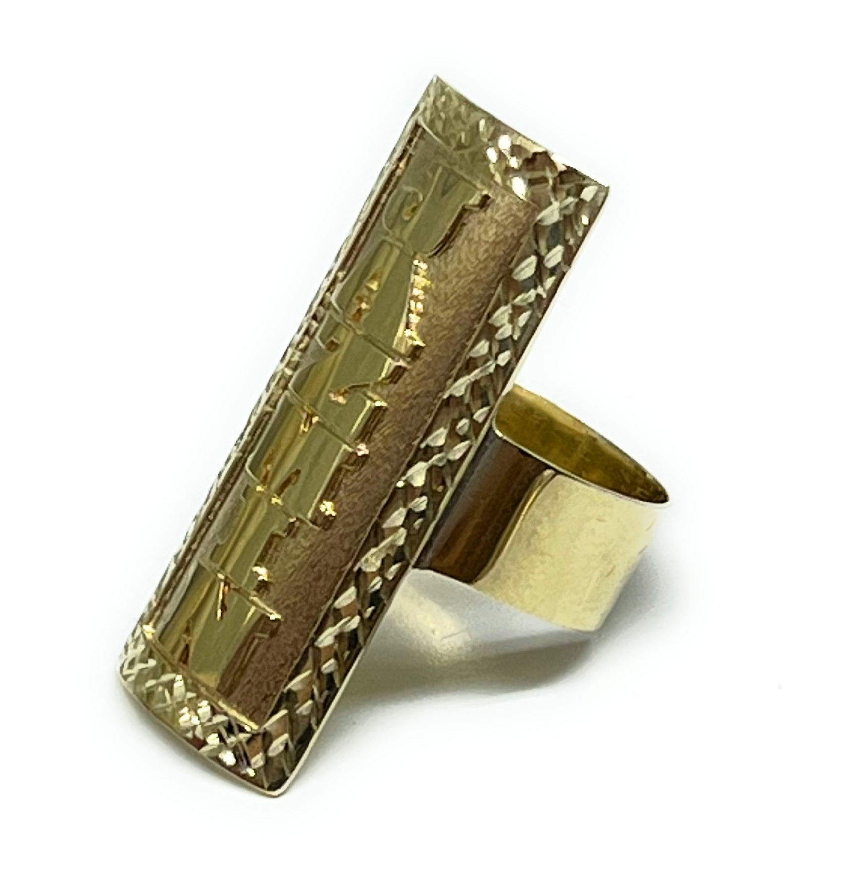 PYTALI Men's Solid Gold Name Ring - 10K/14K/18K Yellow Gold Personalized Custom Ring, Sizes 4-16