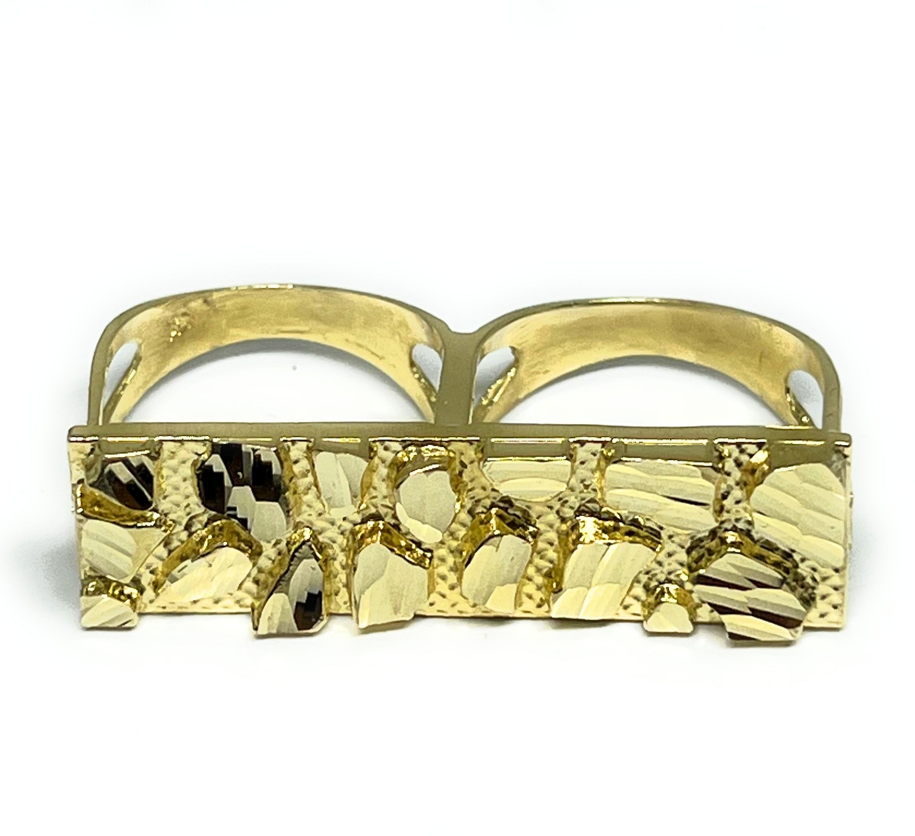 10k Solid Gold Yellow TWO FINGER RECTANGLE Nugget Ring (7.5g) (MED ...