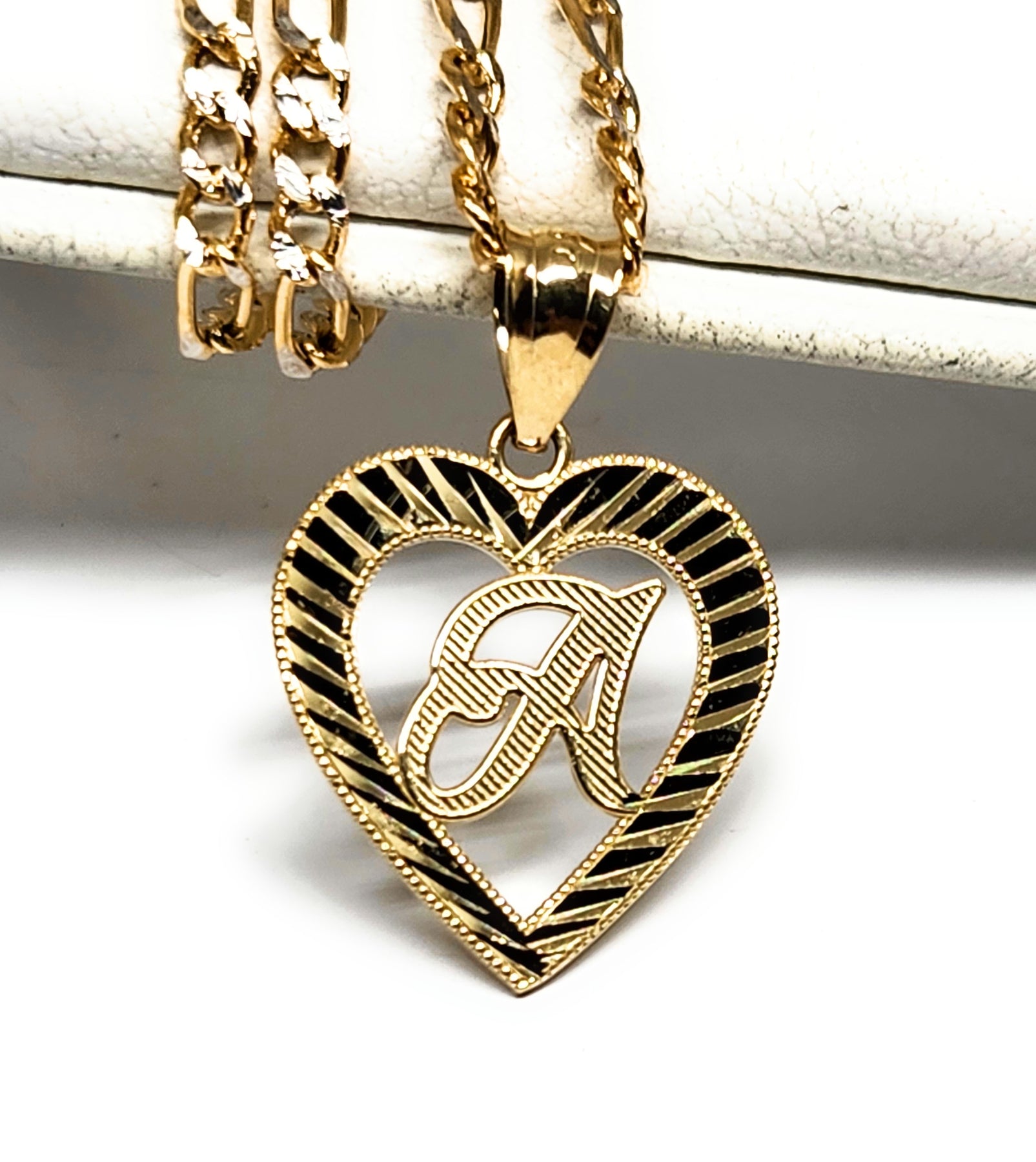 10k Solid Gold CURSIVE HEART CUSTOMIZED Initial Letter Pendant – Fran ...