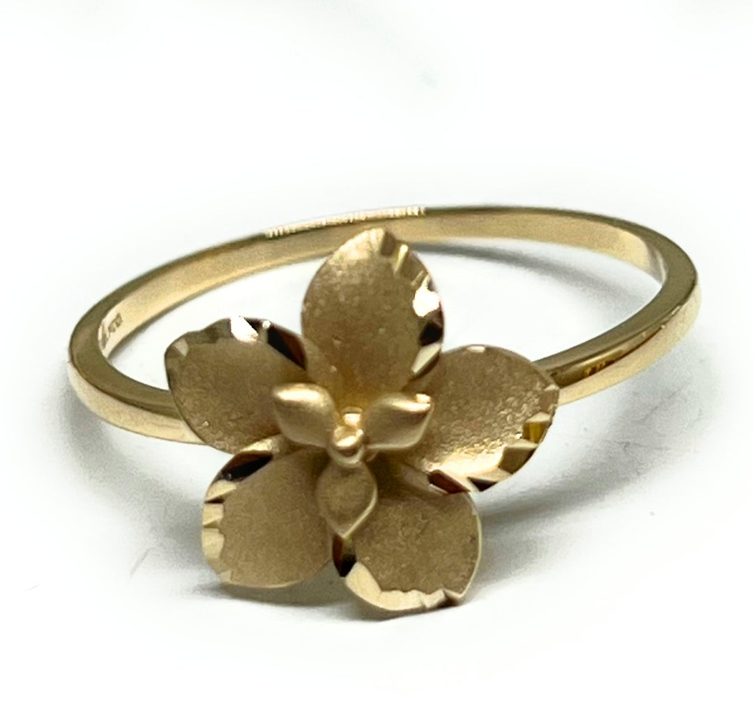 10k Solid Gold Yellow Hibiscus Flower Matte Ring (FC 304) – Fran