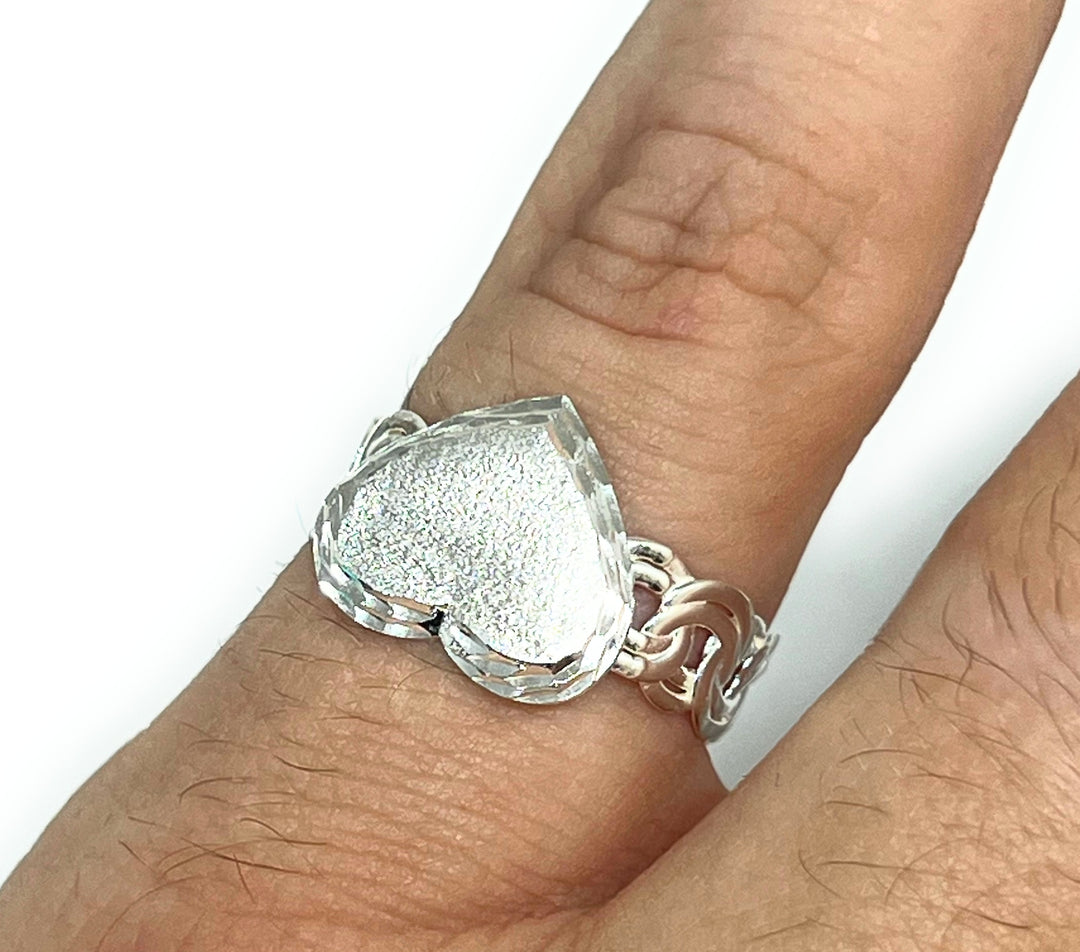 SCULPTED HEART RING-SILVER925-ハートリング 925 Silver Chino Link Heart Ring – Fran & Co. Jewelry Inc.
