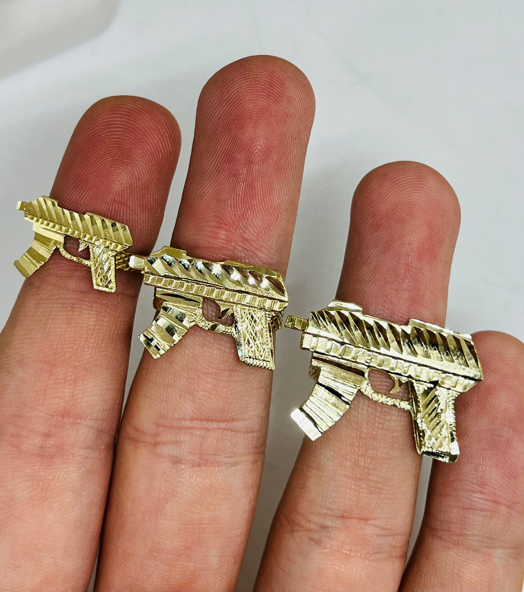 Machine Gun Ring 10k Solid Gold Yellow UZI MACHINE GUN RING (SM,MED,LG) – Fran & Co ...