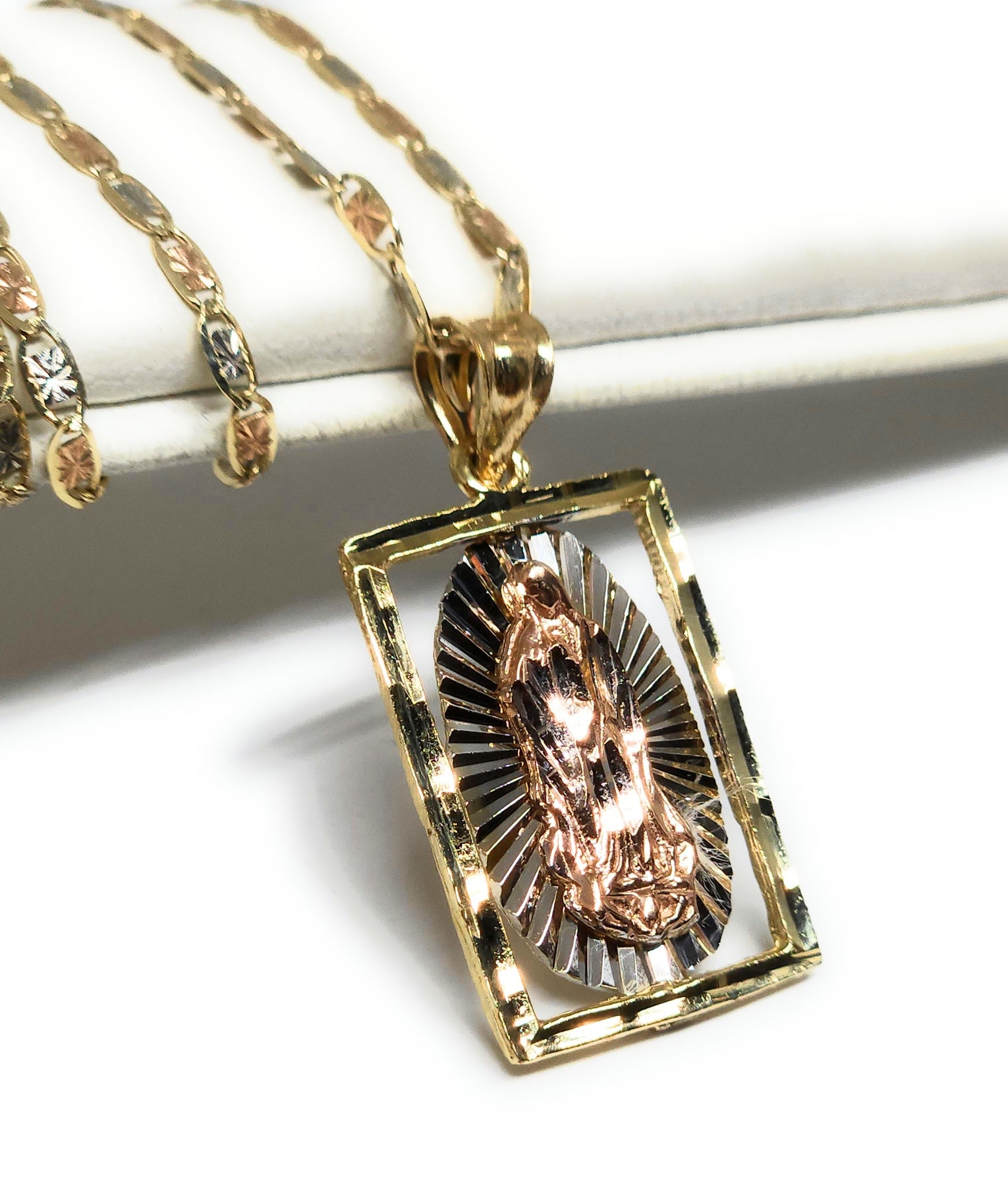 Oval Diamond-Cut Our Lady of Guadalupe Pendant in 10K Gold | Zales