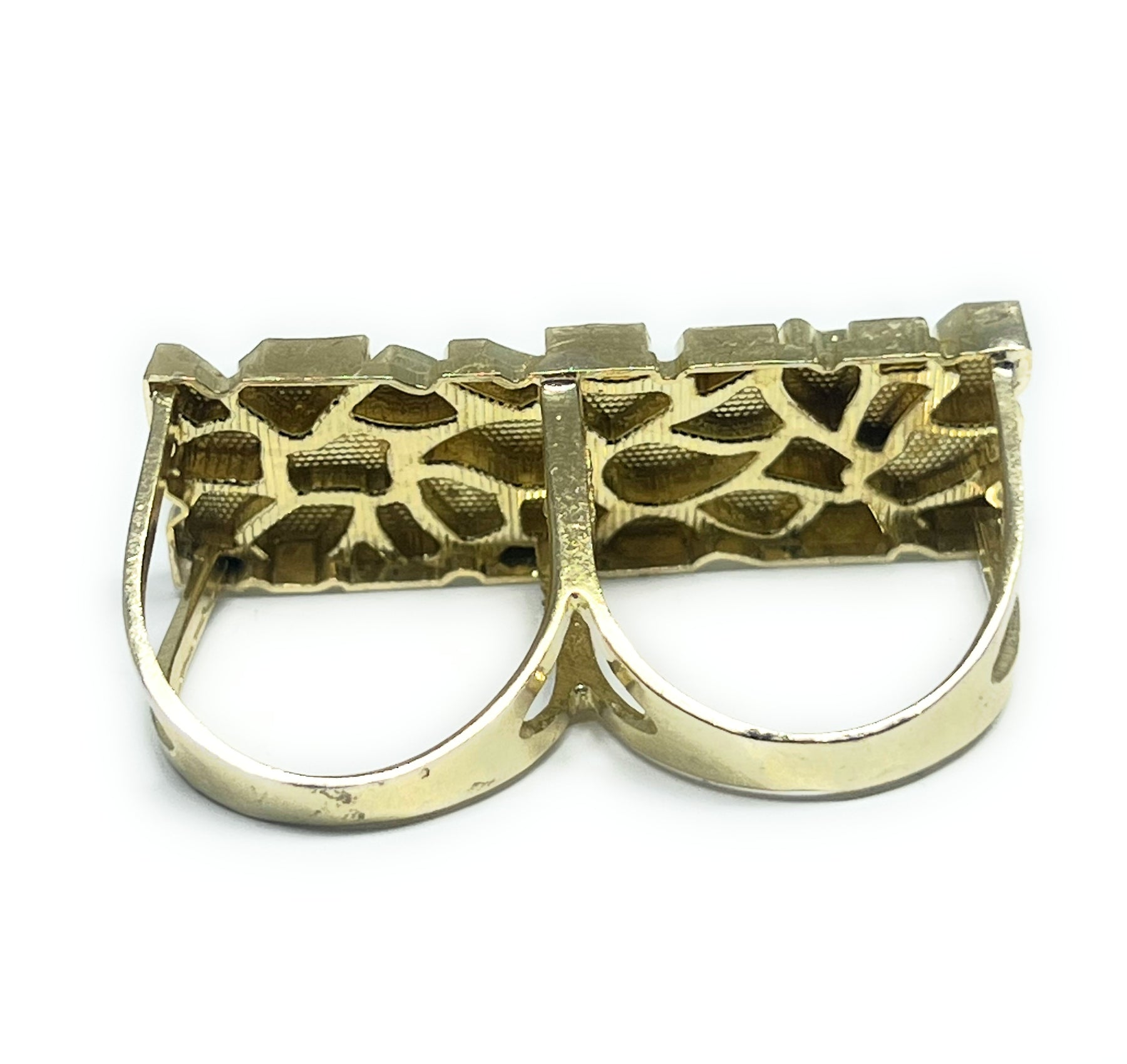 10k Solid Gold Yellow TWO FINGER RECTANGLE Nugget Ring (11g) (LG ...
