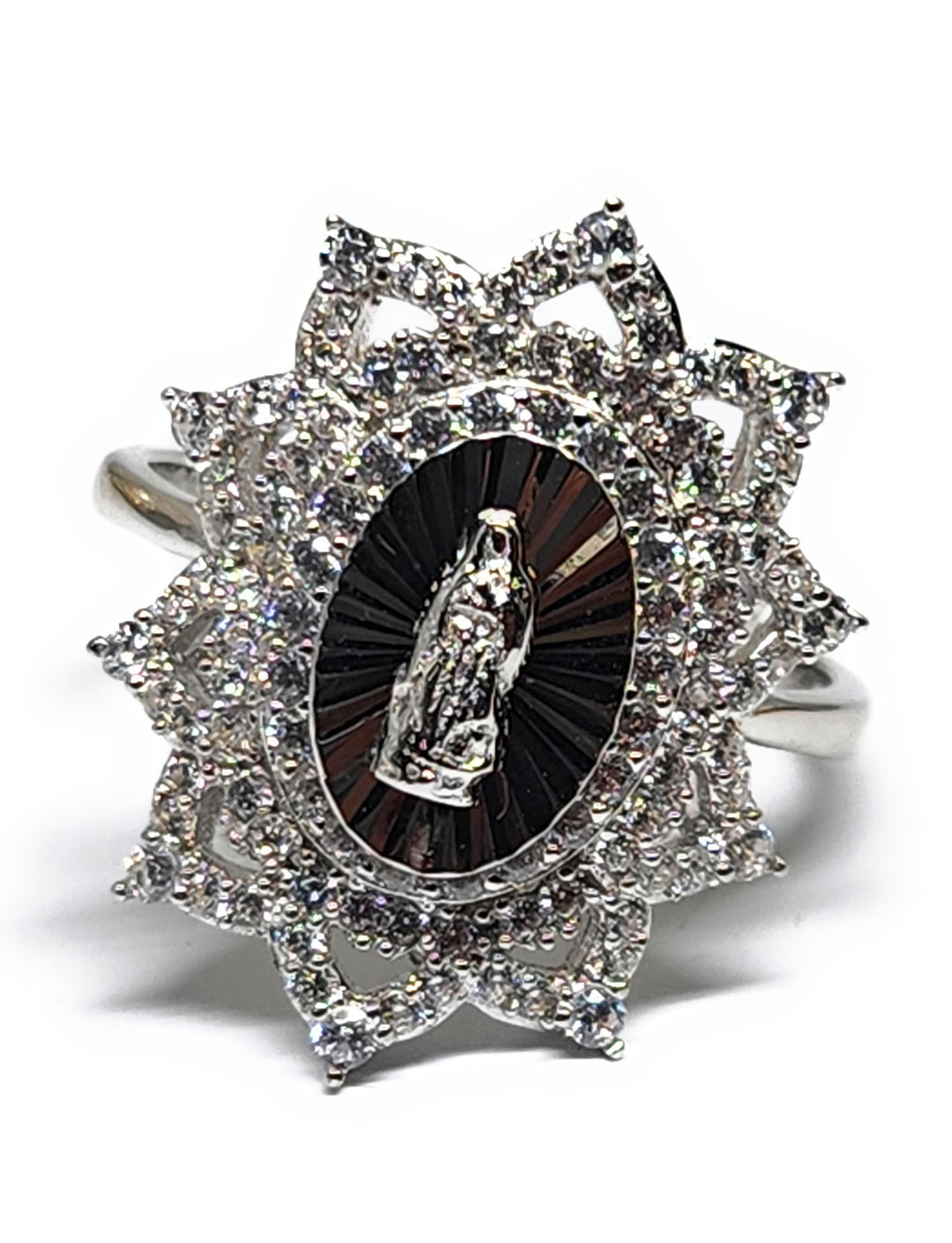 925 Silver FANCY Viirgin Mary Virrgen Guadalupe CZ Ring – Fran