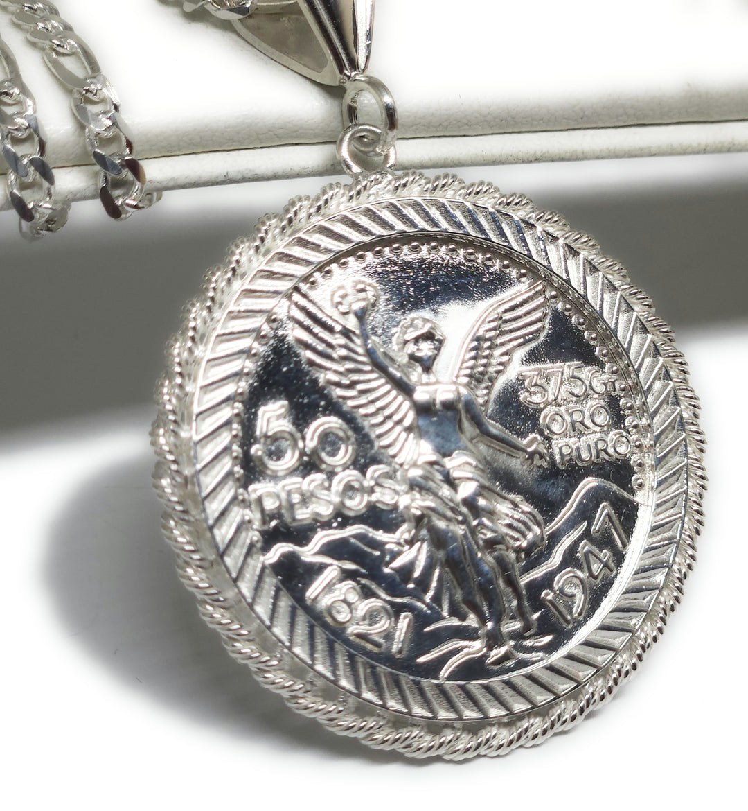 アクセサリー MEXICO VINTAGE SILVER NECKLACE 925 Silver MEXICAN CENNTENARIO 50 PESOS COIN PENDANT NECKLACE