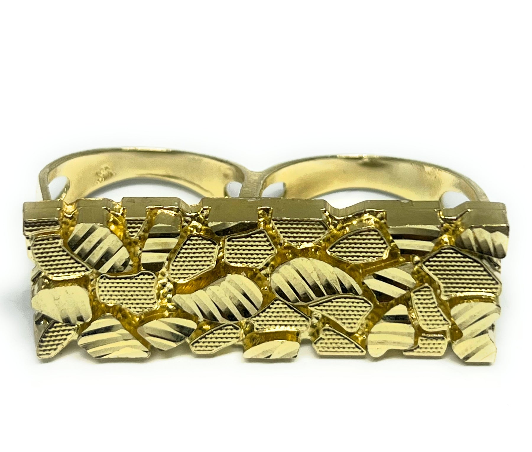 10k Solid Gold Yellow TWO FINGER RECTANGLE Nugget Ring (11g) (LG ...
