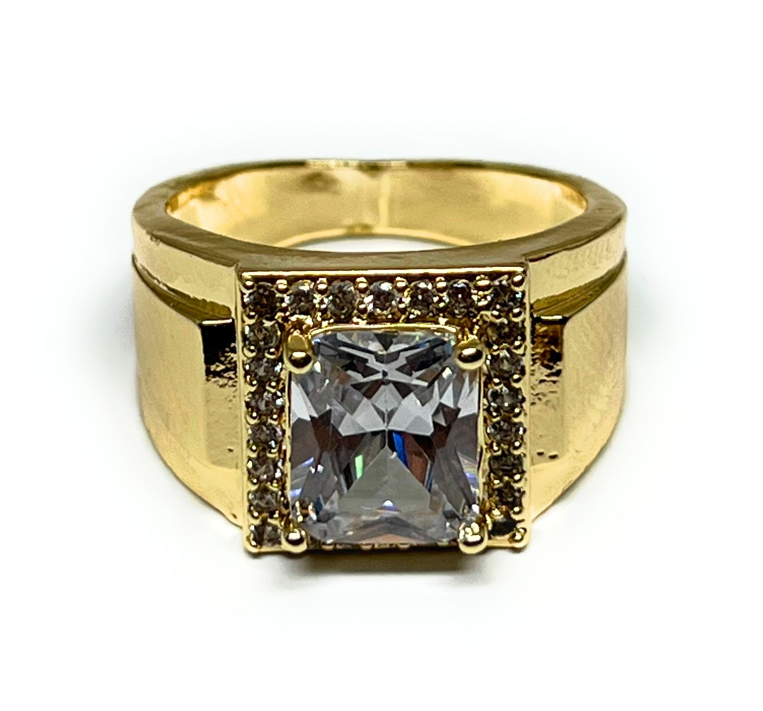 10KT Gold Single Stone Square Cubic Ring 003  Mens gold jewelry, Mens gold  rings, Gold rings fashion