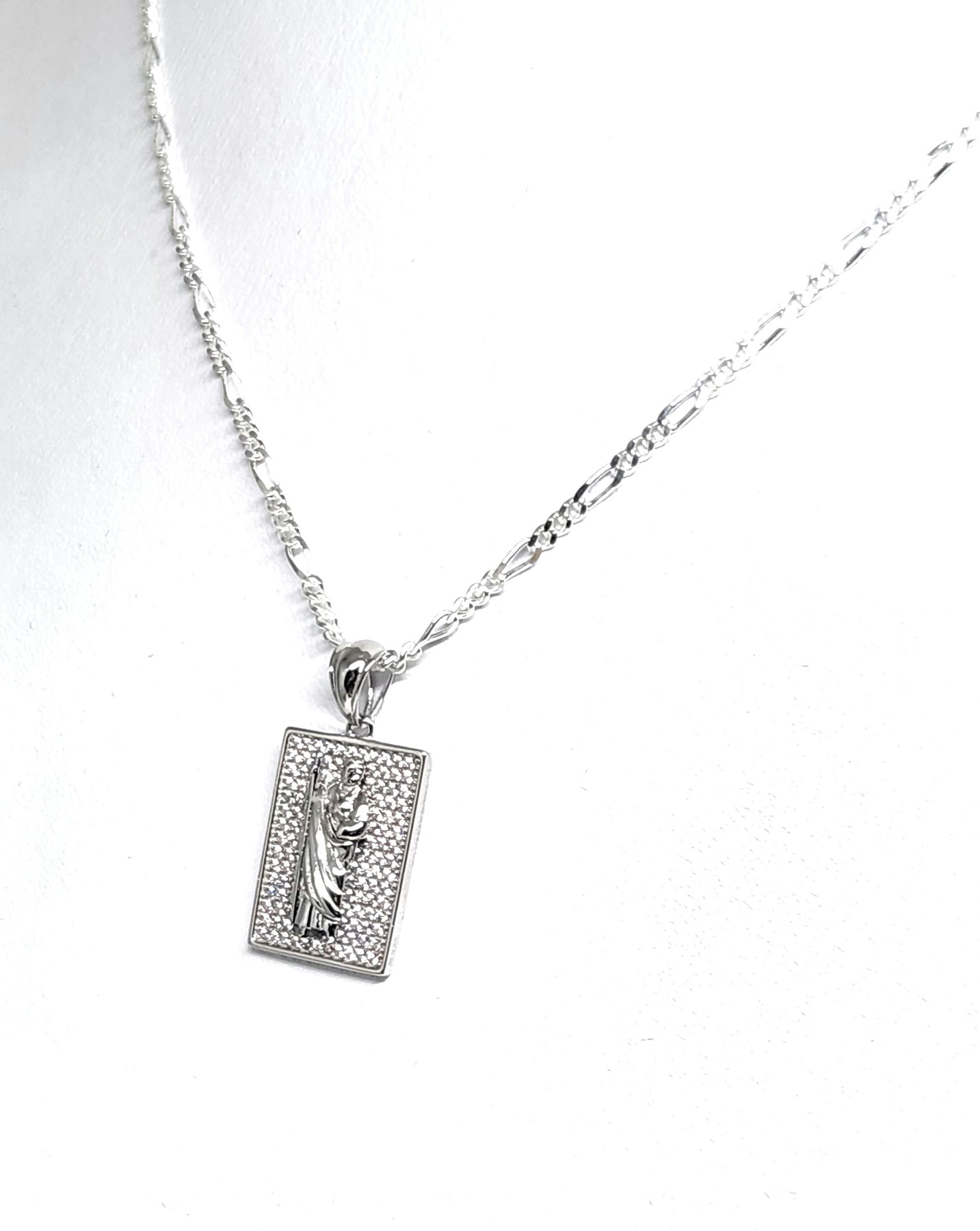 Collana Catena Forzatina Diamantata con Croce e Cubic Zirconia Bianchi Collana Catena Forzatina Diamantata con Croce e Cubic Zirconia Bianchi