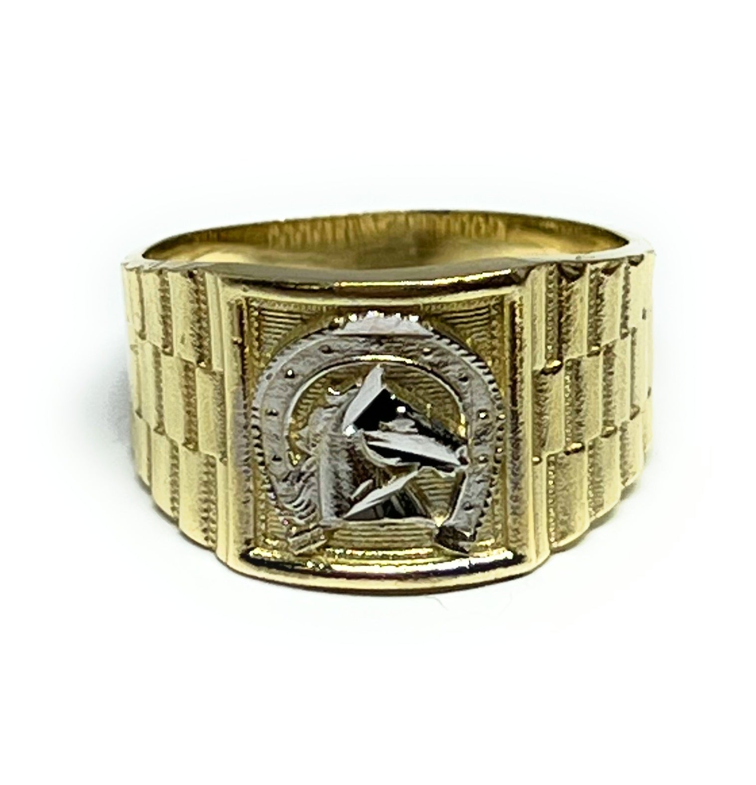 Dramatic Gold Casting Horse Ring