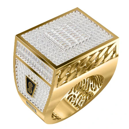 10k Solid Gold MONACO NERO CZ MENS SQUARE RING (NERO 14)